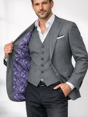 SUITSUPPLY La Spalla Blazer Waistcoat Set Men's 44S Gray VBC Wool 2-button EUC